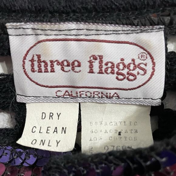 Vintage Three Flaggs Purple Sequined Cardigan Jacket Size See Photos Long Sleeve - Picture 5 of 11